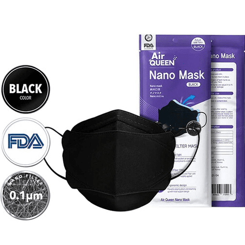Air queen Nano Filter Face Mask for Adults, Lightweight and Breathable with Soft and Elastic Ear Loop, Reusable (Black) 50pcs - Image 4