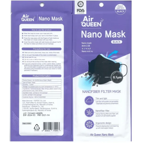 1,000 Pcs AirQueen Nano KF94 Face Mask (Black) - Image 6