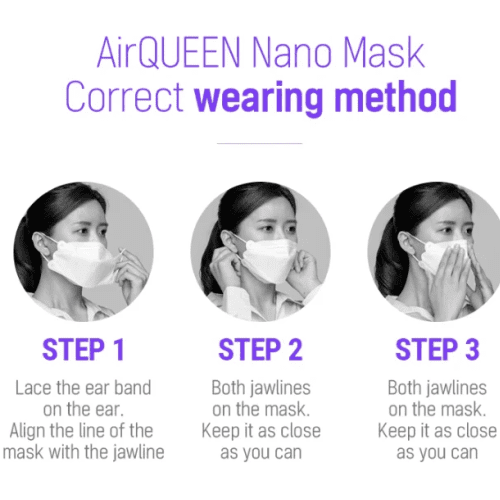 Air queen Nano Mask 3-Layer Nano-Filter Face Mask for Adults, Lightweight and Breathable with Soft and Elastic Ear Loop, Reusable (White) 100pcs - Image 9